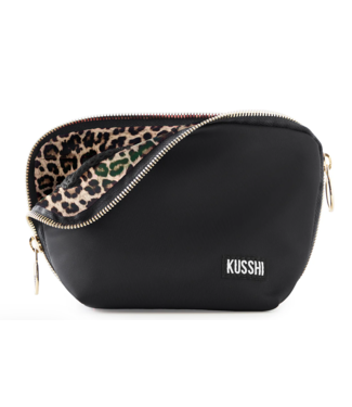 Kusshi Everyday Satin Black Fabric with Leopard Interior