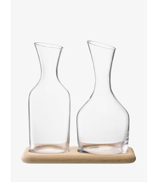 LSA Wine Water & Wine Carafe Set & Oak Base