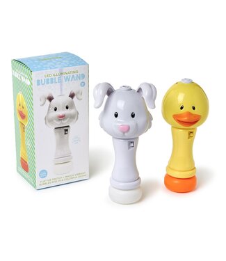 Two's Company LED Illuminating Bubble Wand Blower in Gift Box Assorted 2 Designs