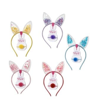 Two's Company Sequin Filled Bunny Ears Headband and Pom Pom Hair Tie Set