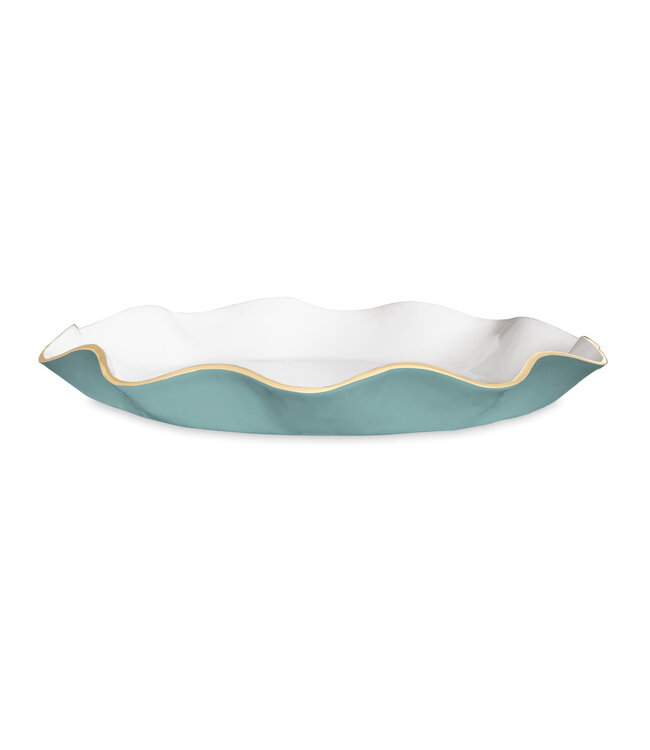 ENCANTO Carola Large Round Platter (Turquoise and White)