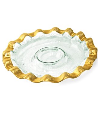 Annie Glass Annie Glass Ruffle Round Chip & Dip Server