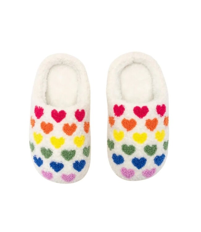 Big Kids Rainbow Heart Slippers