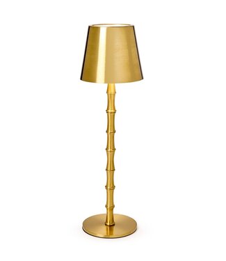 Two's Company LED Cordless Gold Bamboo Lamp