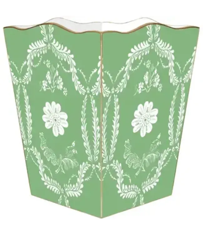 Apple Green Provencial Wastepaper Basket | Scalloped Top