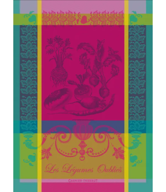 Garnier Thiebaut Legumes Oublies Fuchsia Kitchen Towel 22"x30"