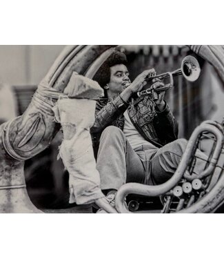 James Macaluso Musician Framed by Tuba