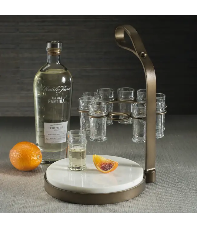 Tequilero 10 Shot Tequila set w/Marble Cutting Board