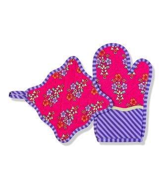 Furbish Fuchsia Potholder & Oven Mitt