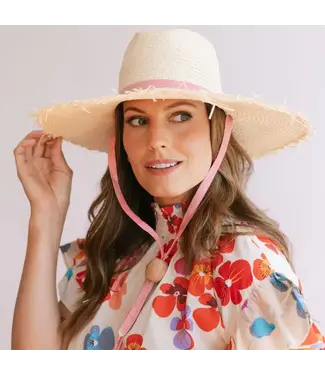 Sunshine Tienda Veronica Wide Brimmed Palm Fringe Hat M/L