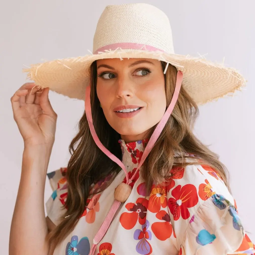 Sunshine Tienda Veronica Wide Brimmed Palm Fringe Hat M/L  display picture 1