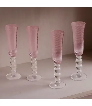 Beatriz Ball Glass French Swirl Champagne Flute S/4 (Pink)