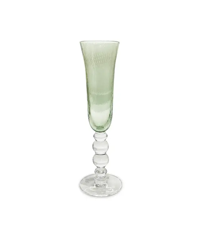 Glass French Swirl Champagne Flute S/4 (Green)