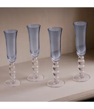 Beatriz Ball Glass French Swirl Champagne Flute S/4 Blue)