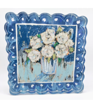 Lauren Dunn Scalloped Blue Hydrangea Acrylic Block