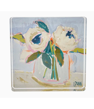 Lauren Dunn Teal Peony Acrylic Block