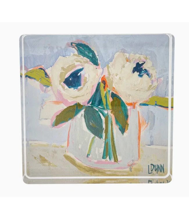 Teal Peony Acrylic Block
