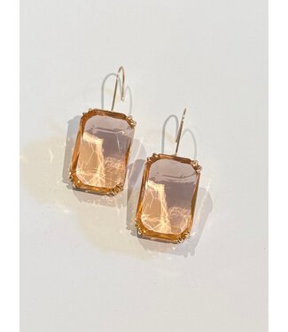 Laura McClendon Blush Rectangle Stone Earring