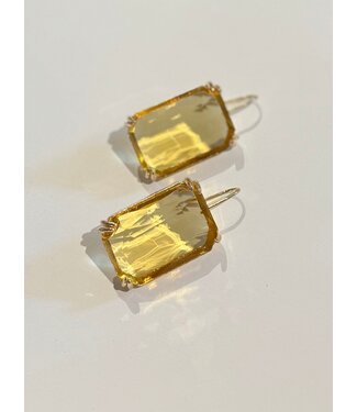Laura McClendon Yellow Rectangle Stone Earring
