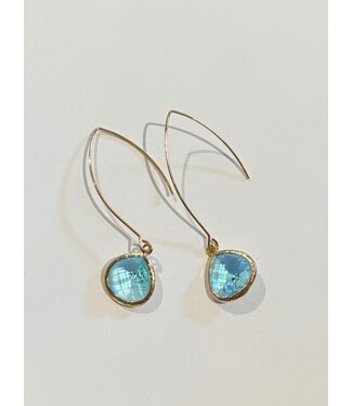 Laura McClendon Light Blue Stone on Long Wire Earring