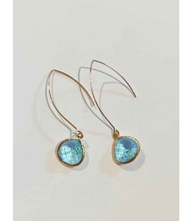 Light Blue Stone on Long Wire Earring
