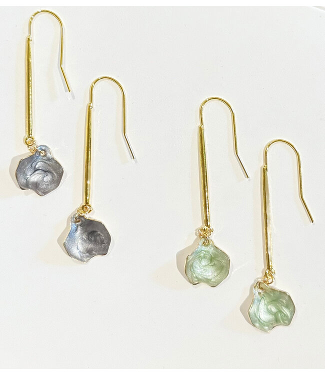 Mint Enamel Thumbprint Earring