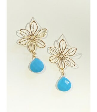 Laura McClendon Flower with Turquoise Stone