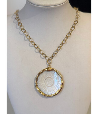 Laura McClendon Mother of Pearl Sunflower Necklace
