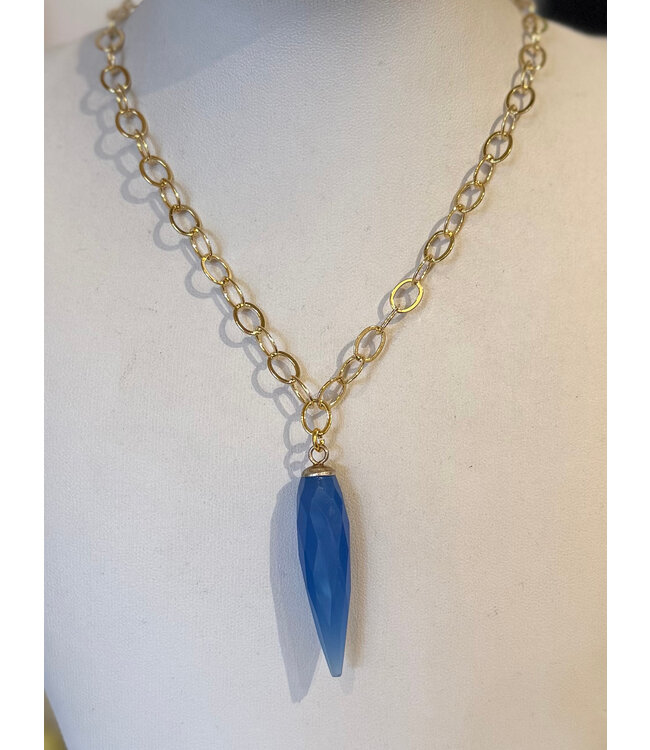 Dark Blue Pointed Stone Necklace