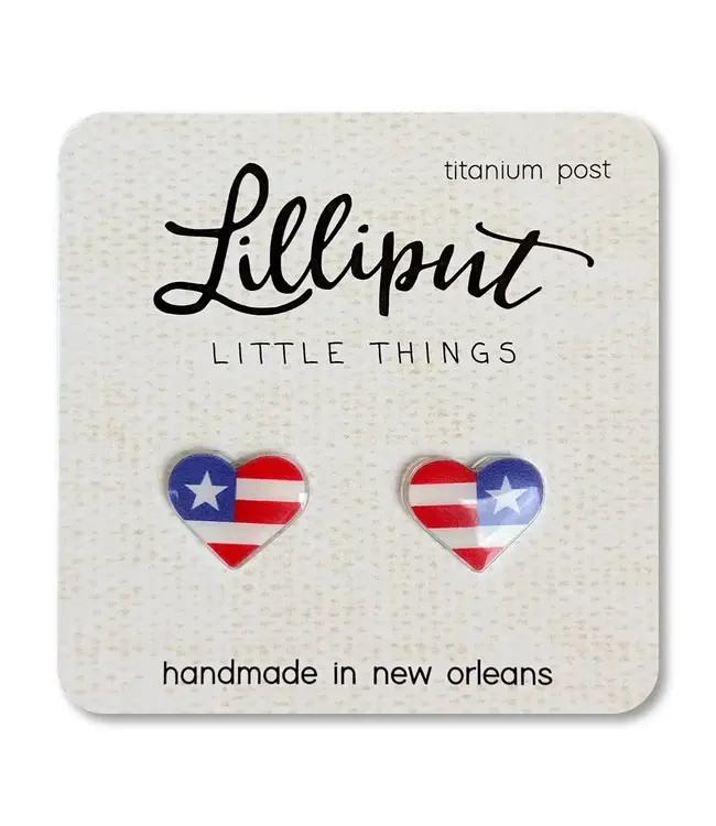 American Flag Heart Earrings