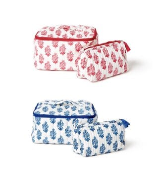 Two's Comany Cosmetic Case and Pouch Set of 2 - Blue