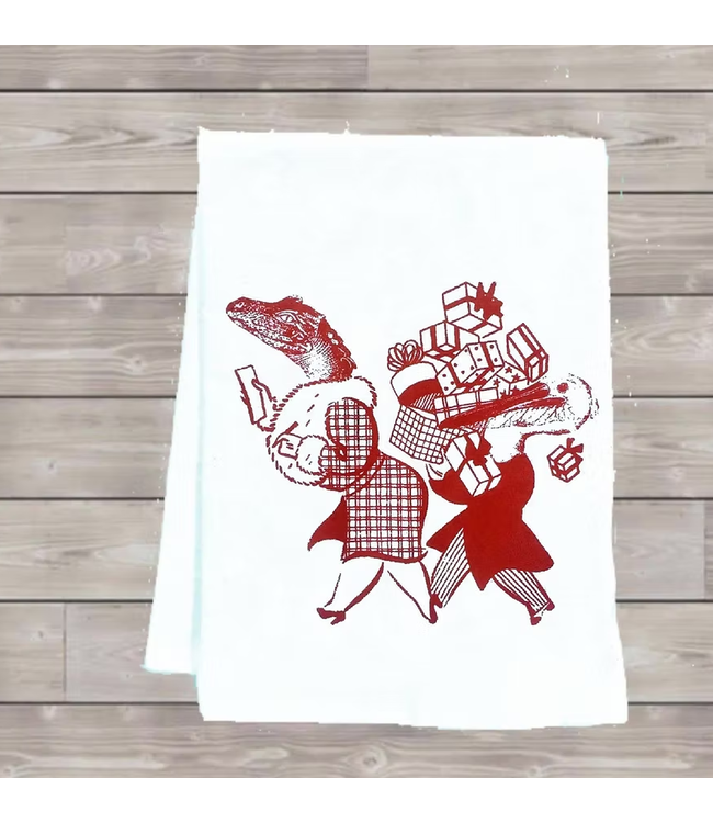 Pelican and Alligator Shopping Tea Towel