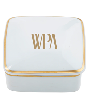 Pickard Signature Gold Ultra White Square Box with Monogram