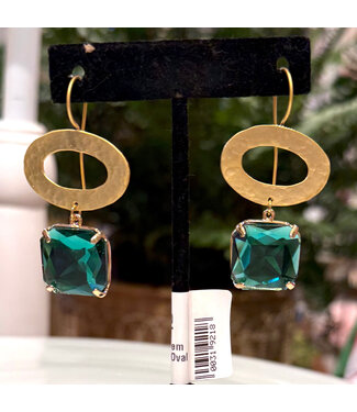 Laura McClendon Emerald Gem with Gold Oval Earrings