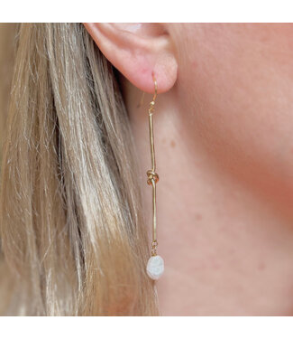 Laura McClendon Stick Drop Knot with Pearl Earrings