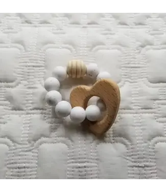 D & C Toys Heart Teething Ring - with Silicone Beads