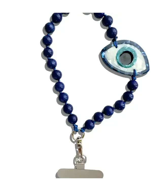Hand-Painted Evil Eye Gemstone Bracelet Phone Chain