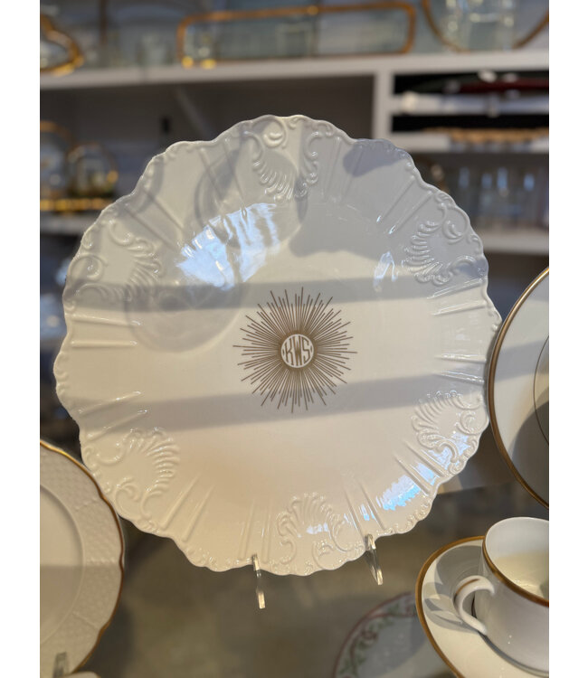 Signature Gold Pierced Round Platter with Monogram