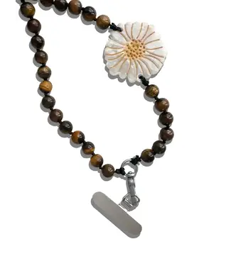 Solar Eclipse Hand-painted Daisy Gemstone Bracelet Phone Chain