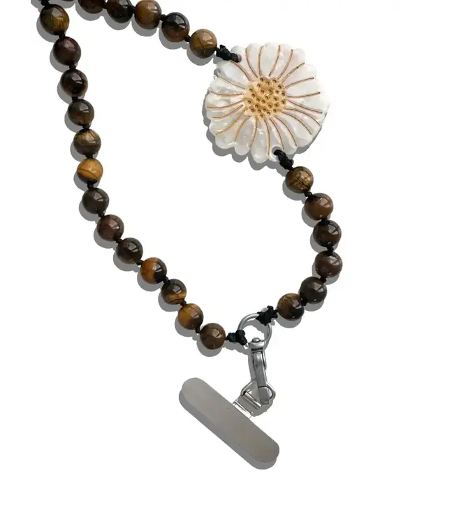 Hand-painted Daisy Gemstone Bracelet Phone Chain