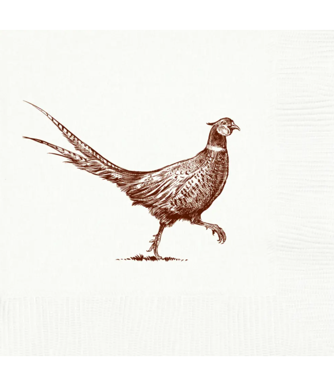 Pheasant Strut White Beverage Napkins
