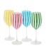 S/4 Stripe Hand-Painted Stemmed Wine Glasses