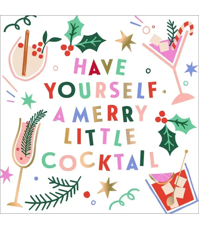 Christmas Napkins | Merry Little Cocktail - Foil - 20ct
