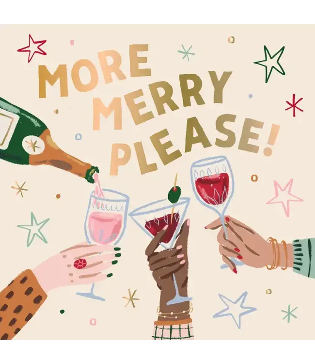 Holiday Foil Cocktail Funny Napkins | More Merry Please