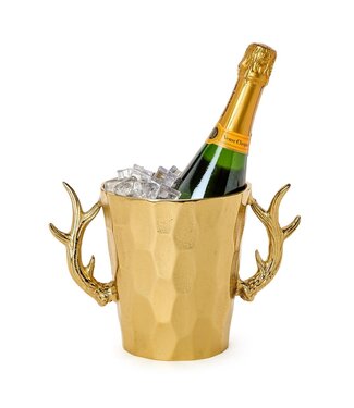 Two's Company Gold Stag Antlers Faceted Ice Bucket / Bottle Chiller