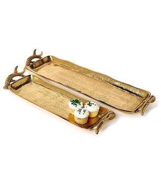 Two's Company Gold Stag Antlers Serving Tray - Medium