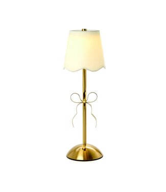 Two's Company LED Portable Cordless Gold Bow Table Lamp