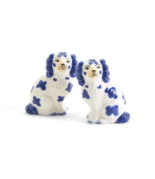 Blue Staffordshire Dog Salt and Pepper Shaker Set