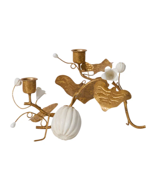 Juliska Forest Walk Pumpkin & Vine Double Candlestick Holder - Gold