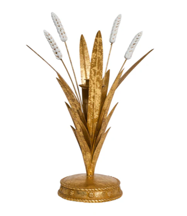 Forest Walk Wheat 13" Candlestick - Gold